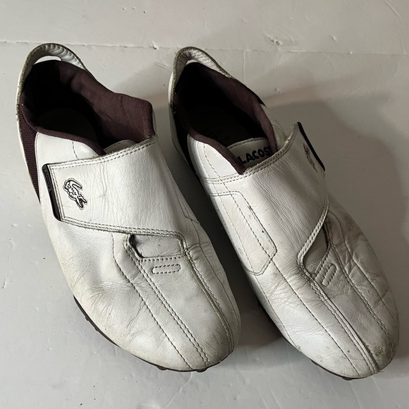 Lacoste Sport Women’s White & Burgundy Slip-On Sneakers Size 5 Velcro Shoes - Picture 1 of 12